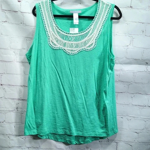Liz Wear Laced Neck Tank Top Plus Size XXL NWT - Picture 1 of 5